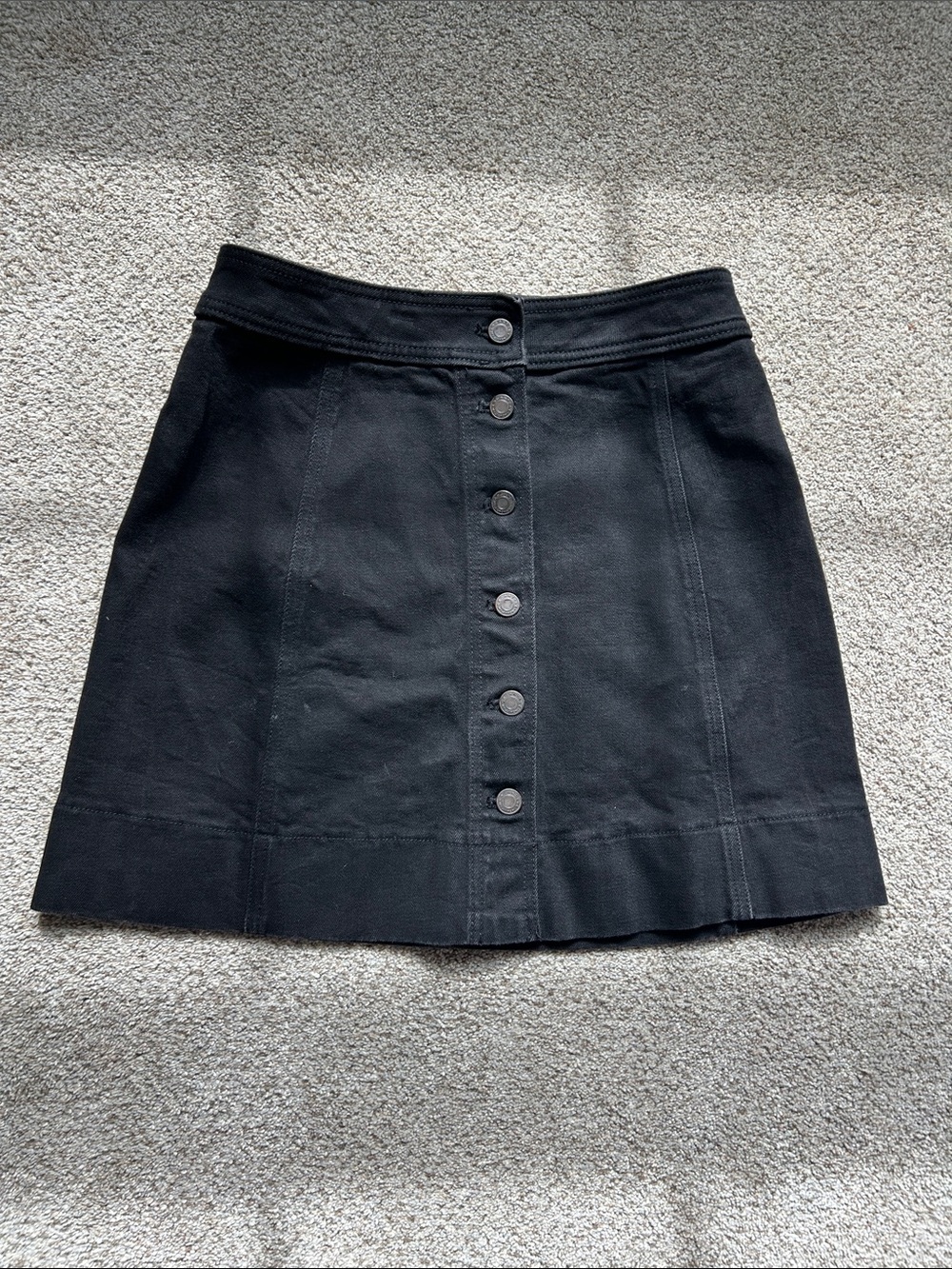 J.Crew Black Button-Front A-Line Skirt